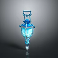 Elegant Blue Decorative Lantern With Crystal Structure And Illuminated Light Design