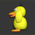Cute Yellow Duck Toy With Big White Eyes And Hands On Head