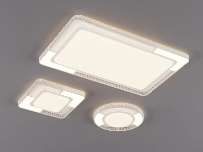 Modern Rectangular And Round Ceiling Lights With White Finish And Decorative Edges 3d model