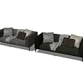 Modern Two Seater Sofas With Decorative Pillows And Soft Cozy Blankets 3d model