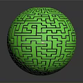 Green Decorative Sphere With Intricate Maze Pattern And Smooth Surface For Home Decoration