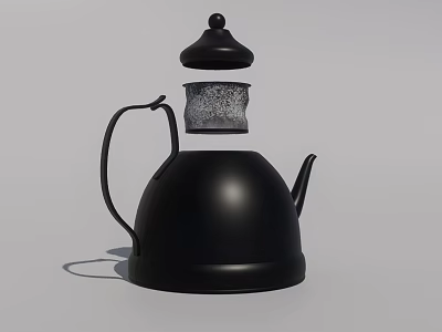 Modern Stylish Black Kettle With Lid Handle And Spout For Daily Household Use 3d model