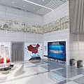 Government Service Hall Spacious Bright Interior With Large Windows White Pillars Blue Signs Seating Areas