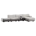 Modern Sectional Sofa In Black Green And Light Gray With Modular Design And Cozy Blanket