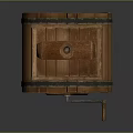 Wooden Barrel Shaped Storage Box With Lid And Lockable Door On Stands