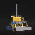 Large Scale Industrial Rotary Drum Equipment with Yellow Frame and Blue Cylinder