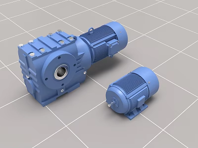 Quality Blue Industrial Equipment Reducer And Electric Motor Mechanical Components 3d model