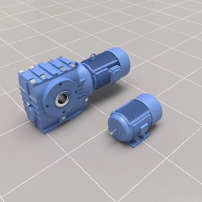 Quality Blue Industrial Equipment Reducer And Electric Motor Mechanical Components 3d model