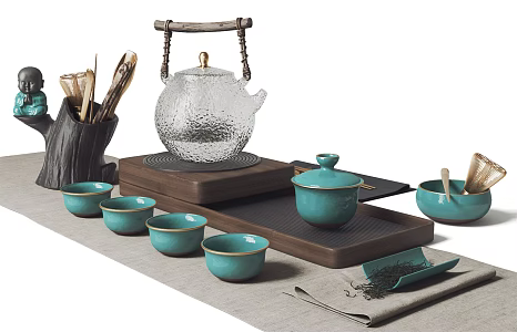 New Chinese Tea Set Zen Tea Set 3d model