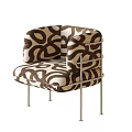 Modern Leisure Chair With Abstract Swirl Pattern Upholstery And Silver Metal Frame