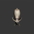 Realistic Standing Elephant Model With Large Ears Long Tusks And Beige Texture On Dark Background