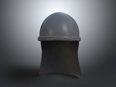Classic Round Dome Helmet With Smooth Surface And Neck Protection Design 3d model