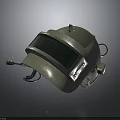 Durable Protective Industrial Safety Helmet With Green Visor And Coiled Cable