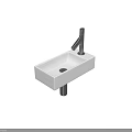 Modern White Rectangular Washbasin With Chrome Faucet Smooth Surface And Minimalist Design 3d model