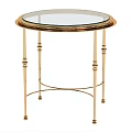 Modern Side Table With Golden Metal Frame Glass Top And Delicate Curved Legs Design