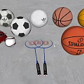 Various Sports Equipment Collection Including Soccer Balls Basketball Baseball Glove And Badminton Rackets