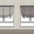 Modern Gray Roman Blinds With Pleated Design On Windows In White Walls And Wooden Floor