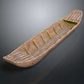 Handmade Traditional Wooden Boat With Long Seats And Natural Wood Grain