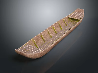 Handmade Traditional Wooden Boat With Long Seats And Natural Wood Grain 3d model Handmade Traditional Wooden Boat With Long Seats And Natural Wood Grain 3d model