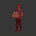 A Man Wearing Cap Walking And Holding Two Cardboard Boxes