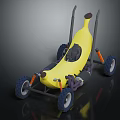 Creative Yellow Banana Shaped Car With Black Wheels And Gray Seat Structure