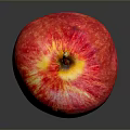 Fresh Ripe Red Apple With Shiny Surface And Stem On Dark Background
