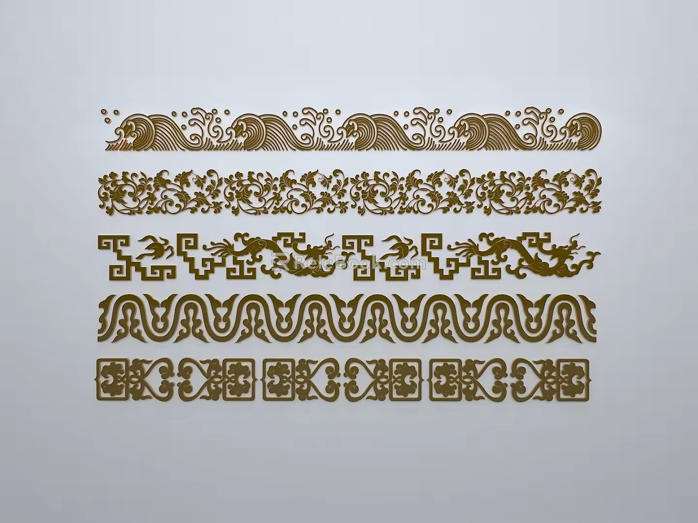 European-style window grilles silhouette pane window sill border openwork window 3d model