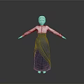 Man Standing with Arms Extended in Long Skirt 3D Model Gray Background