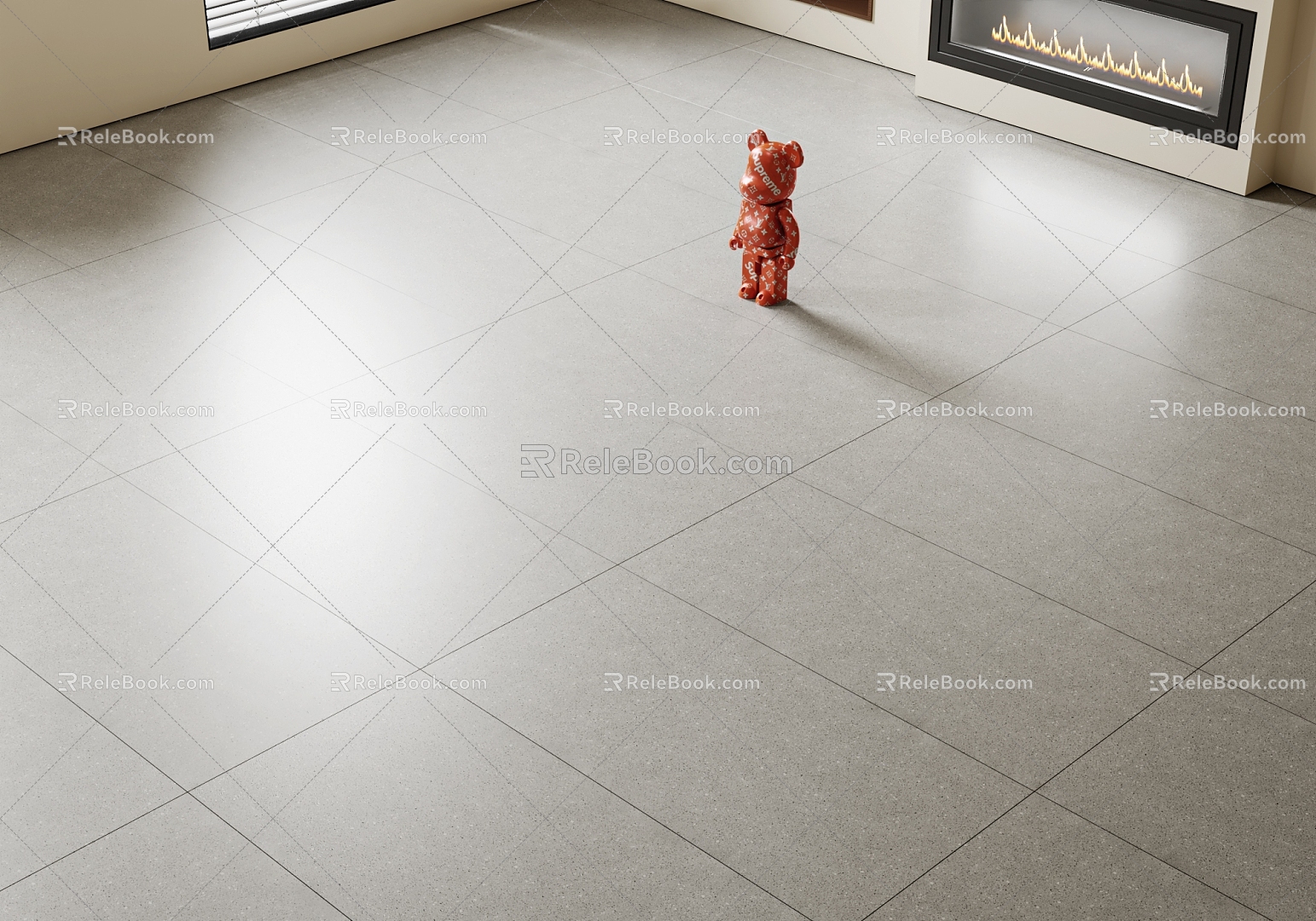 gray ground floor tile matte tile milk tea shop floor tile canteen floor tile 3d model