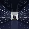 Modern Arched Tunnel Structure With LED Screen And Black Carpet 3d model