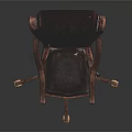 Luxury Leather Office Chair With Tufted Back Wooden Armrests And Metal Casters
