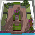 Rooftop Garden Design With Lush Green Plants Wooden Deck And Comfortable Seating