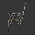 Classic Wooden Bench Featuring Intricate Iron Scroll Backrest And Solid Wood Seat