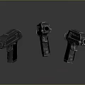Black Handguns Various Models On Display With Metallic Finish And Modern Design