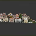 Modern City Model Featuring Red Roof Buildings Central Square And Green Trees