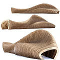 Modern Outdoor Chair With Woven Curved Wave Design And Natural Material Appearance