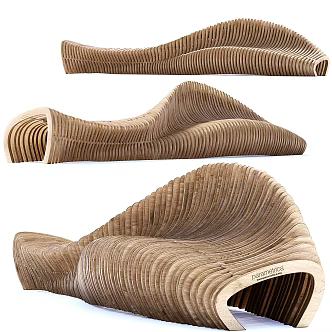 modern outdoor chair shaped public bench 3d model