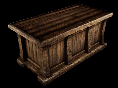 Classic Rustic Wood Desk With Natural Grain And Solid Panel Design 3d model