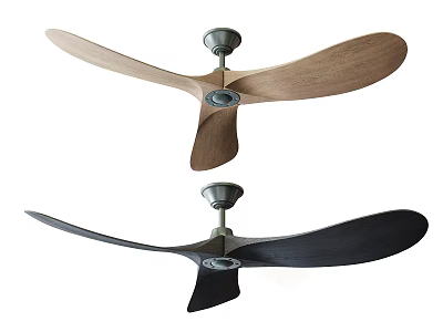 Modern Stylish Ceiling Fan With Wooden And Black Blades For Interior Decoration 3d model