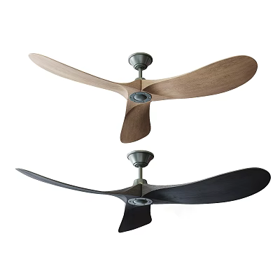 Modern Stylish Ceiling Fan With Wooden And Black Blades For Interior Decoration 3d model