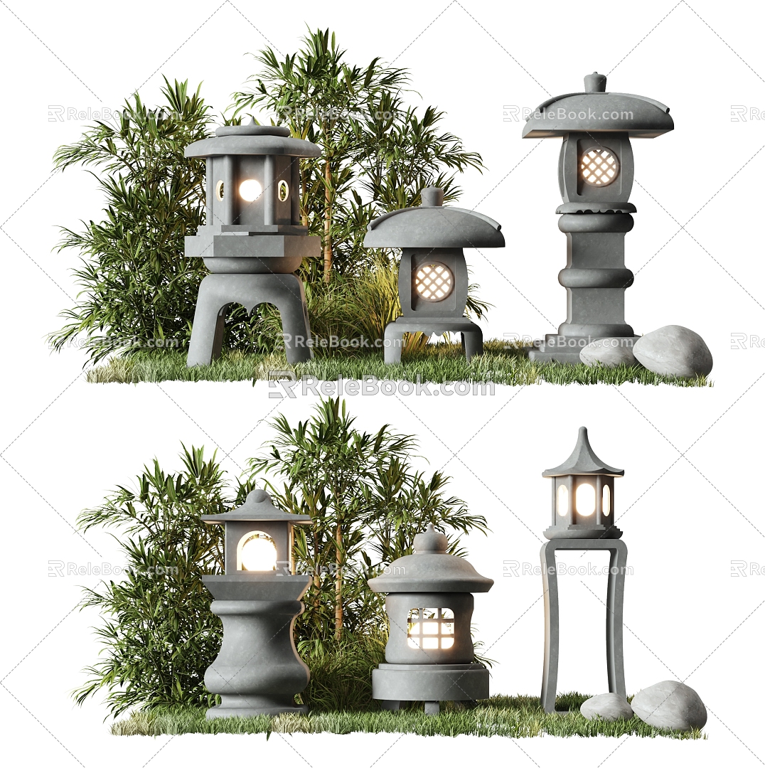 Chinese Garden Lamp Stone Lamp Landscape Street Lamp Lawn Lamp Japanese Garden Lamp Zen Stone Lamp 3d model