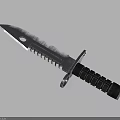 Tactical Serrated Knife With Silver Blade Black Textured Grip And Blade Hole