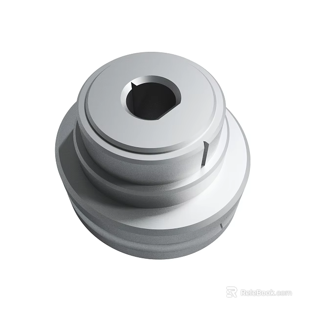 Silver Metal Mechanical Component With Cylindrical Ring Structure And Central Hole 3d model 