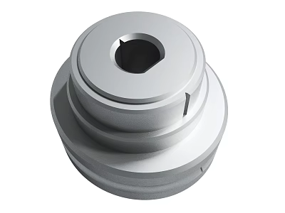 Silver Metal Mechanical Component With Cylindrical Ring Structure And Central Hole 3d model