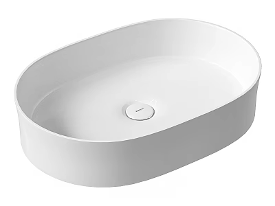 White Oval Shaped Countertop Wash Basin With Smooth Surface Modern Design 3d model