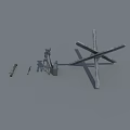 Military Weapon Components Featuring Cannon Barrel Gun And Metal Support Structures 3d model
