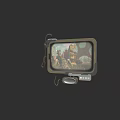 Vintage Electronic Device With Retro Screen Speaker And Buttons Displaying RAGE Game Scene