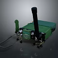 Durable Green Portable Communication Device With Long Antenna Microphone And Control Panel 3d model