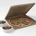 Delicious Pizza In Open Cardboard Box With Fresh Toppings And Side Dishes