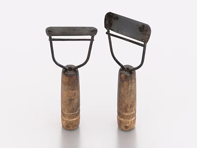 Classic Vintage Kitchen Peelers With Wooden Handles And Metal Blades 3d model